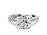 White gold Heart Cut Pavé Band Solitaire Ring with Four-Prong Setting_270