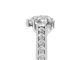 White gold Heart Cut Pave Band Milgrain Solitaire Ring_11