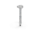 White gold Heart Cut Pave Band Milgrain Solitaire Ring_8