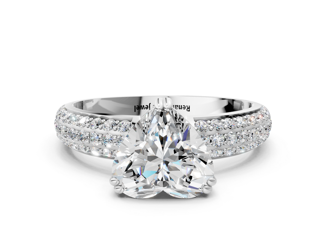 White gold Heart Cut Pave Diamond Engagement Ring with Channel Set Band and Four-Prong Setting_26