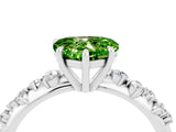 White gold Heart Cut Peridot Cluster Side Stone Solitaire Ring with Prong Setting_28