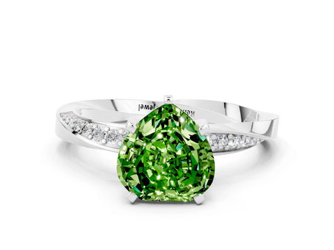 White gold Heart Cut Peridot Engagement Ring with Side Stone Accents and Four-Prong Setting_24