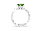 White gold Heart Cut Peridot Engagement Ring with Side Stone Accents and Four-Prong Setting_27