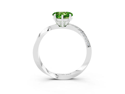 White gold Heart Cut Peridot Engagement Ring with Side Stone Accents and Four-Prong Setting_27