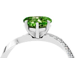 White gold Heart Cut Peridot Engagement Ring with Side Stone Accents and Four-Prong Setting_76