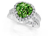 White gold Heart Cut Peridot Halo Ring with Round Split Shank and Prong Setting_61