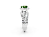 White gold Heart Cut Peridot Halo Ring with Round Split Shank and Prong Setting_62