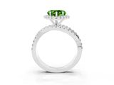 White gold Heart Cut Peridot Halo Ring with Round Split Shank and Prong Setting_63