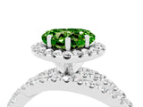 White gold Heart Cut Peridot Halo Ring with Round Split Shank and Prong Setting_64