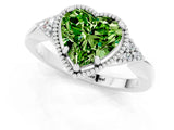 White gold Heart Cut Peridot Halo Ring with Tapered Band and Four-Prong Setting_1
