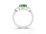 White gold Heart Cut Peridot Halo Ring with Tapered Band and Four-Prong Setting_3