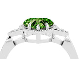 White gold Heart Cut Peridot Halo Ring with Tapered Band and Four-Prong Setting_4