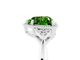 White gold Heart Cut Peridot Halo Ring with Tapered Band and Four-Prong Setting_5