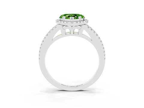 White gold Heart Cut Peridot Halo Split Shank Engagement Ring_15