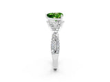 White gold Heart Cut Peridot Halo Twist Band Solitaire Prong Setting Ring_2