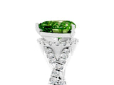 White gold Heart Cut Peridot Halo Twist Band Solitaire Prong Setting Ring_5
