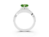 White gold Heart Cut Peridot  Halo Twist Band Solitaire Prong Setting Ring_51