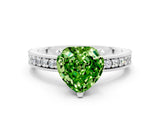 White gold Heart Cut Peridot Milgrain Pavé Engagement Ring with Four-Prong Setting_12