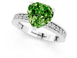 White gold Heart Cut Peridot Milgrain Pavé Engagement Ring with Four-Prong Setting_13