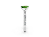 White gold Heart Cut Peridot Milgrain Pavé Engagement Ring with Four-Prong Setting_14