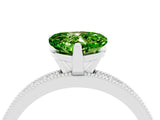 White gold Heart Cut Peridot Milgrain Pavé Engagement Ring with Four-Prong Setting_16