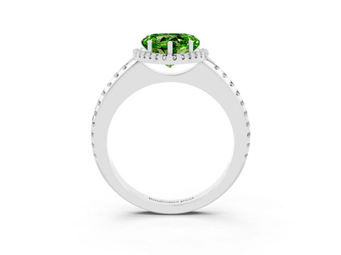 White gold Heart Cut Peridot Pavé Halo Ring with Four-Prong Setting_15