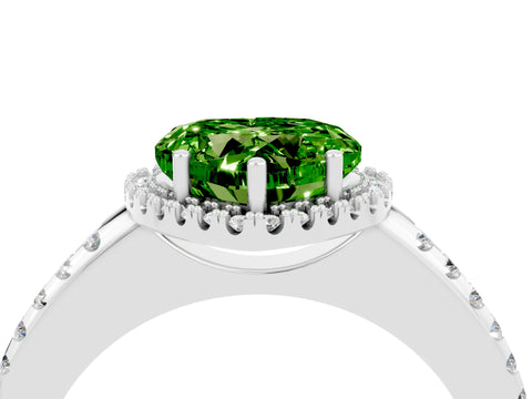 White gold Heart Cut Peridot Pavé Halo Ring with Four-Prong Setting_16