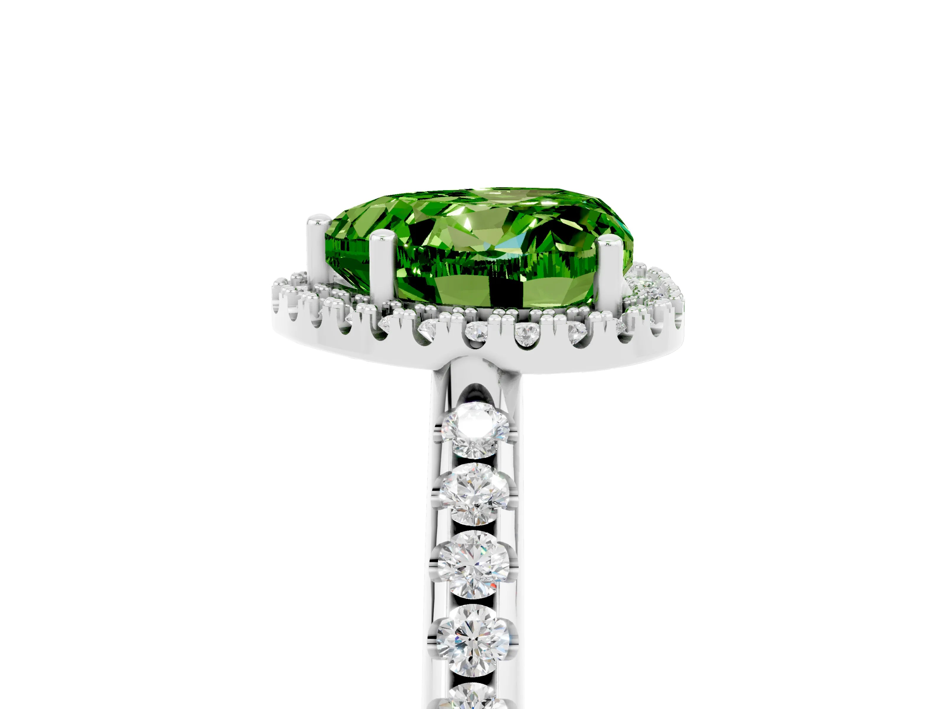 White gold Heart Cut Peridot Pavé Halo Ring with Four-Prong Setting_17
