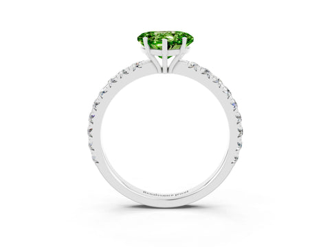 White gold Heart Cut Peridot Pavé Solitaire Engagement Ring with Four-Prong Setting_15