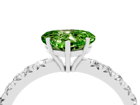 White gold Heart Cut Peridot Pavé Solitaire Engagement Ring with Four-Prong Setting_16