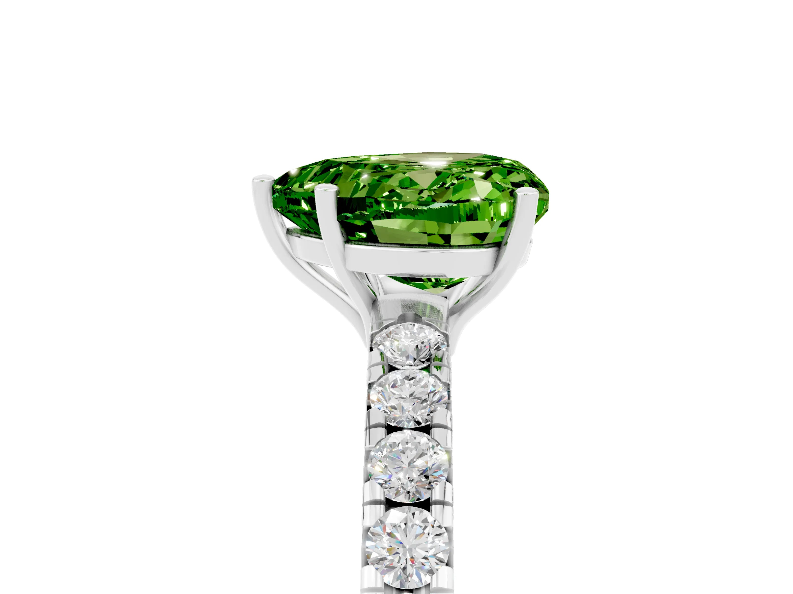 White gold Heart Cut Peridot Pavé Solitaire Engagement Ring with Four-Prong Setting_17