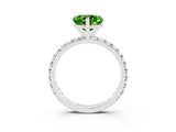 White gold Heart Cut Peridot Pavé Solitaire Ring with Round Band and Prong Setting_39