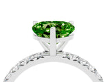 White gold Heart Cut Peridot Pavé Solitaire Ring with Round Band and Prong Setting_40