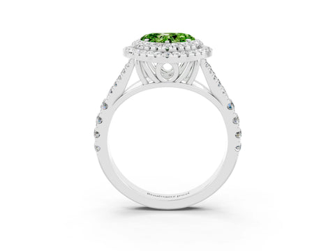 White gold Heart Cut Peridot Pavé Split Shank Double Halo Engagement Ring_3