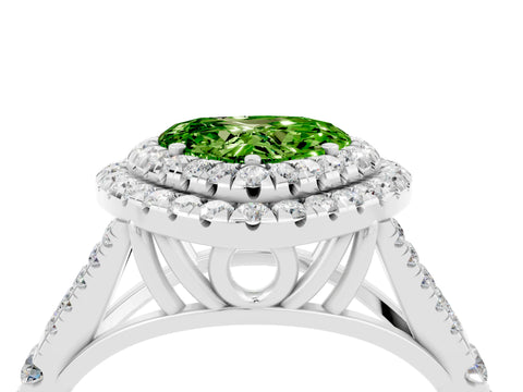 White gold Heart Cut Peridot Pavé Split Shank Double Halo Engagement Ring_4