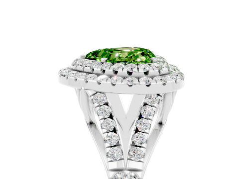 White gold Heart Cut Peridot Pavé Split Shank Double Halo Engagement Ring_5