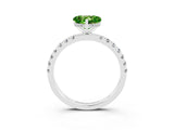White gold Heart Cut Peridot Pave Band Solitaire Ring with Four-Prong Setting_27