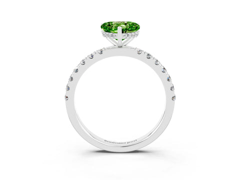 White gold Heart Cut Peridot Pave Band Solitaire Ring with Four-Prong Setting_27