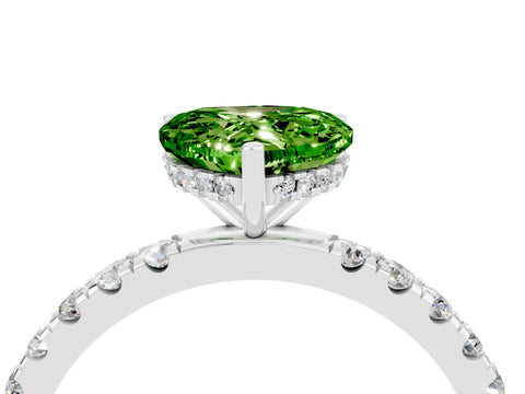 White gold Heart Cut Peridot Pave Band Solitaire Ring with Four-Prong Setting_28