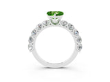 White gold Heart Cut Peridot Prong Setting with Side Stones on a Pave Band_3