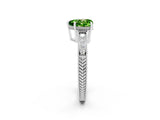 White gold Heart Cut Peridot Ring with Milgrain Pavé Band and Four-Prong Setting_14