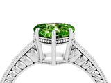 White gold Heart Cut Peridot Ring with Milgrain Pavé Band and Four-Prong Setting_16