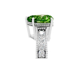 White gold Heart Cut Peridot Ring with Milgrain Pavé Band and Four-Prong Setting_17