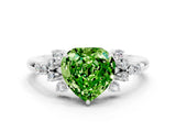 White gold Heart Cut Peridot Ring with Side Stones and Four-Prong Setting_36