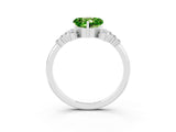 White gold Heart Cut Peridot Ring with Side Stones and Four-Prong Setting_39