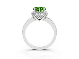 White gold Heart Cut Peridot Scalloped Halo Engagement Ring with Round Shared Prong Band_27