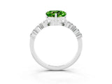 White gold Heart Cut Peridot Scattered Round Accent Ring with Prong Setting_27