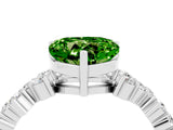 White gold Heart Cut Peridot Scattered Round Accent Ring with Prong Setting_28