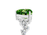 White gold Heart Cut Peridot Scattered Round Accent Ring with Prong Setting_29