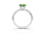White gold Heart Cut Peridot Side Stone Solitaire Ring with Round  and Four-Prong Setting_51